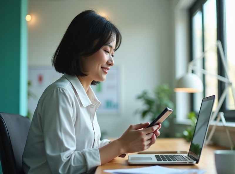 スマートフォンで勤怠打刻をする様子